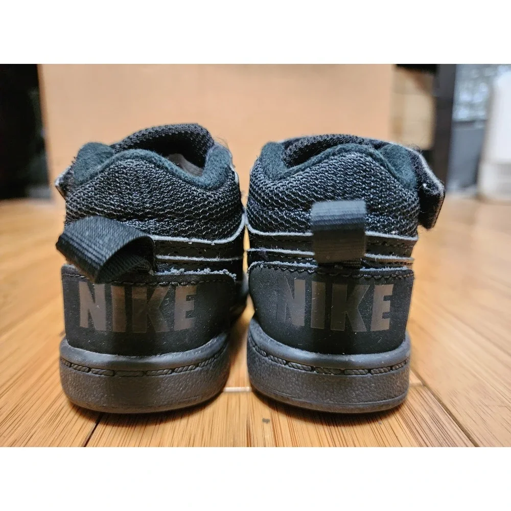 Nike Court Borough Mid Shoes Toddler 3C Triple Black 870027-001 Sneakers